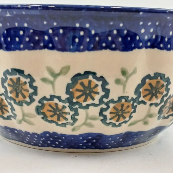Manufaktura w Bolestawcu 8” Floral Ceramic Bowl Polish Pottery Handmade #102 - Picture 9 of 11